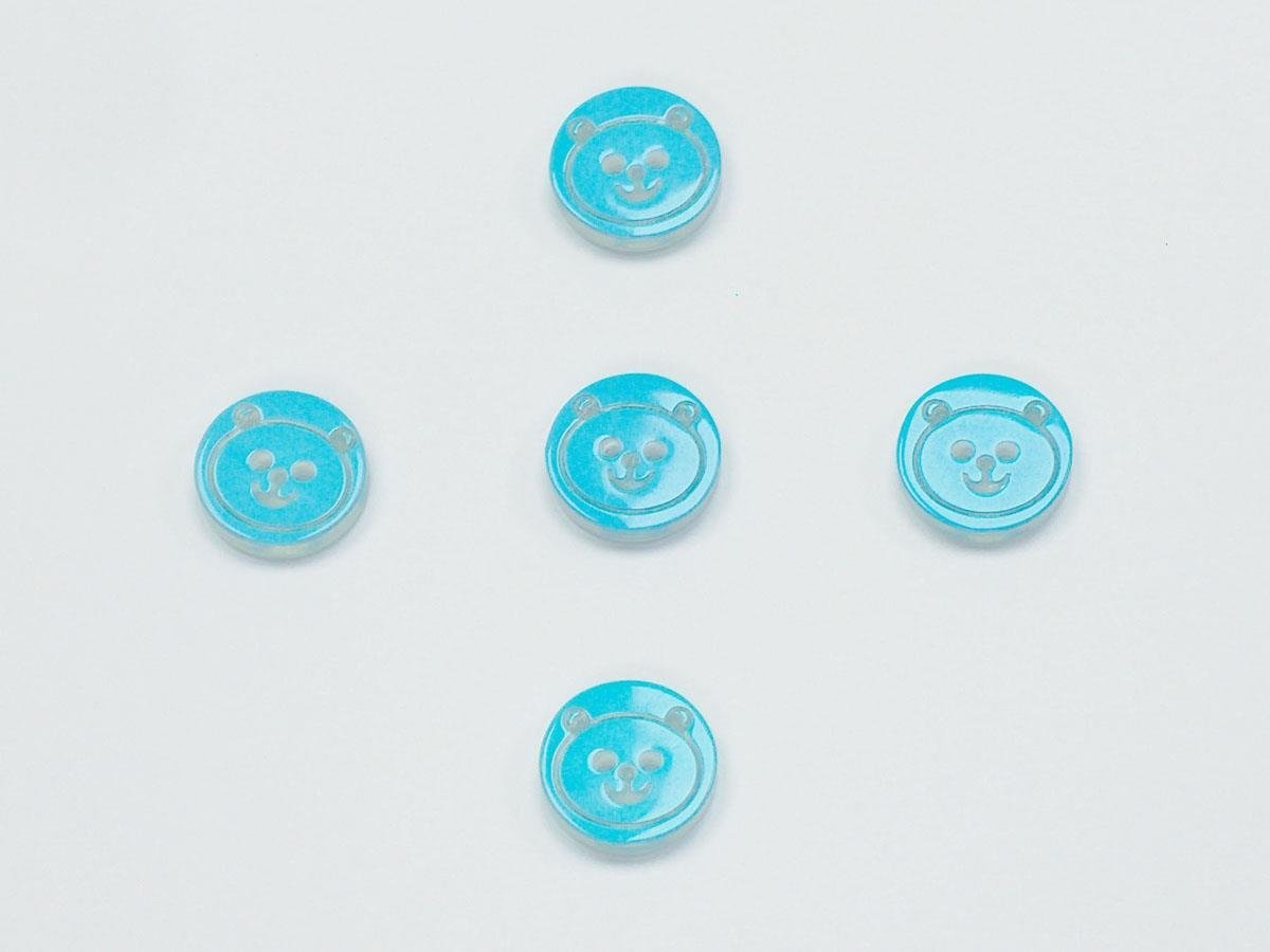 5 Panda Figure Buttons Blue 15mm long