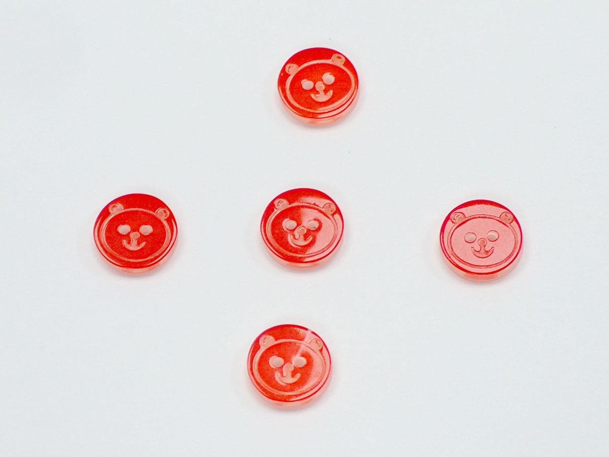 5 Panda Figure Buttons Red 15mm long