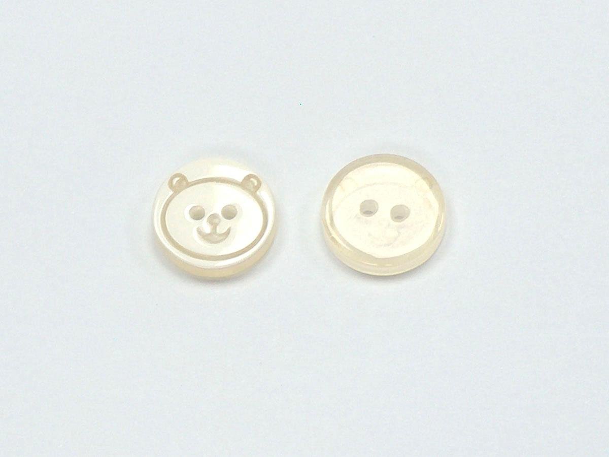 5 Panda Figure Buttons White 15mm long