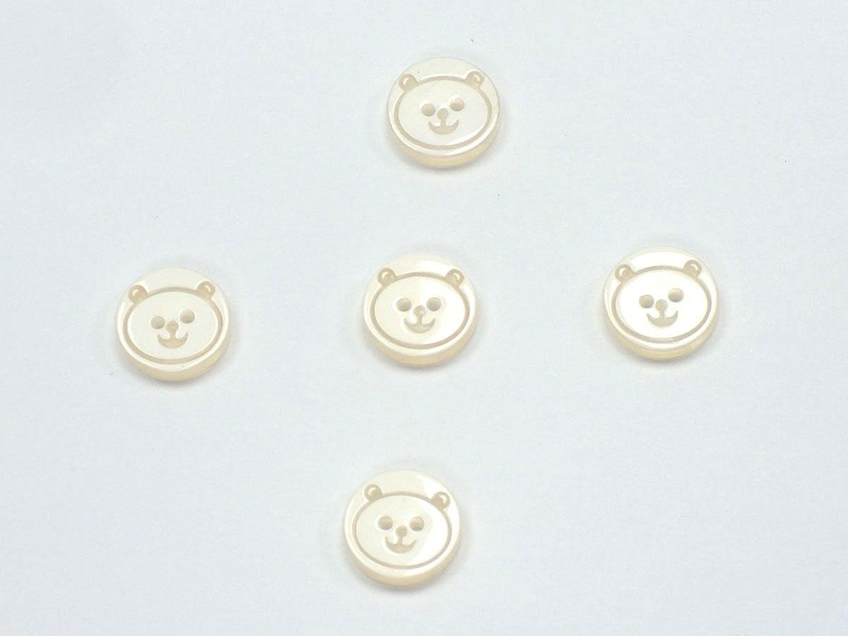 5 Panda Figure Buttons White 15mm long