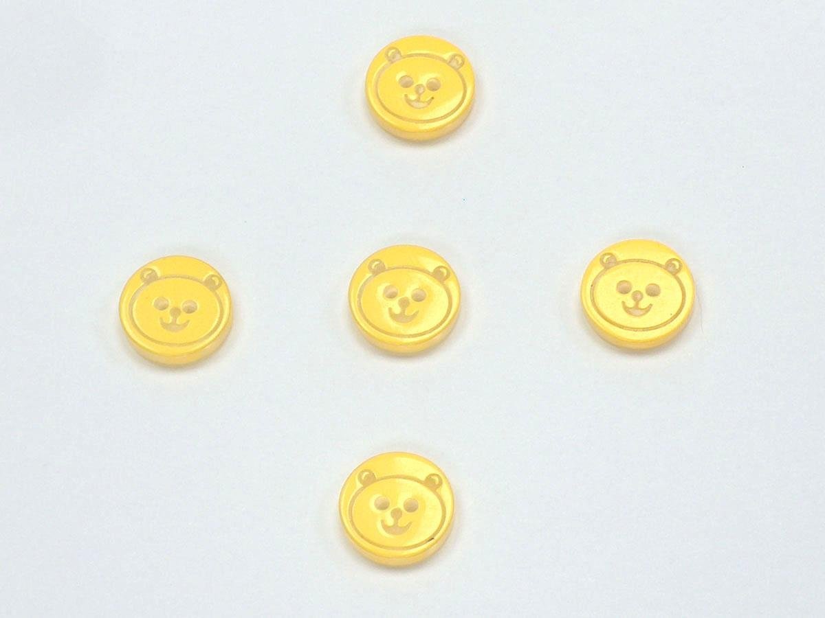 5 Panda Figure Buttons Yellow 15mm long