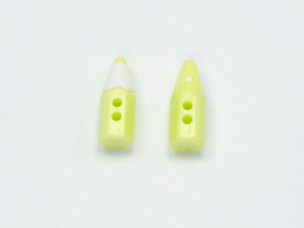 5 Pencil Figure Buttons Green, White 15mm long