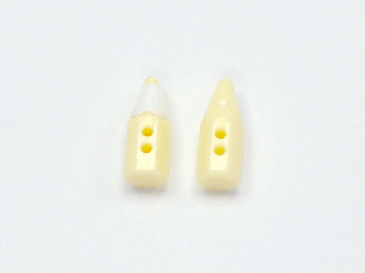 5 Pencil Figure Buttons Light Green, White 15mm long