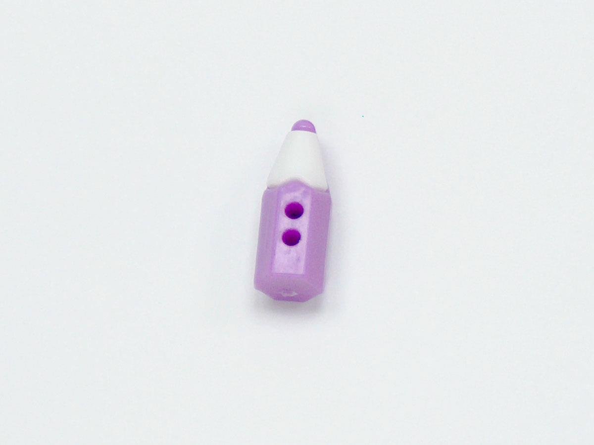 5 Pencil Figure Buttons Lilac, White 15mm long