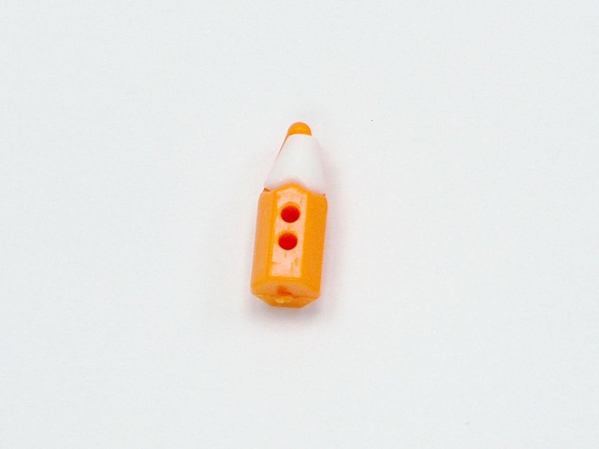 5 Pencil Figure Buttons Orange, White 15mm long