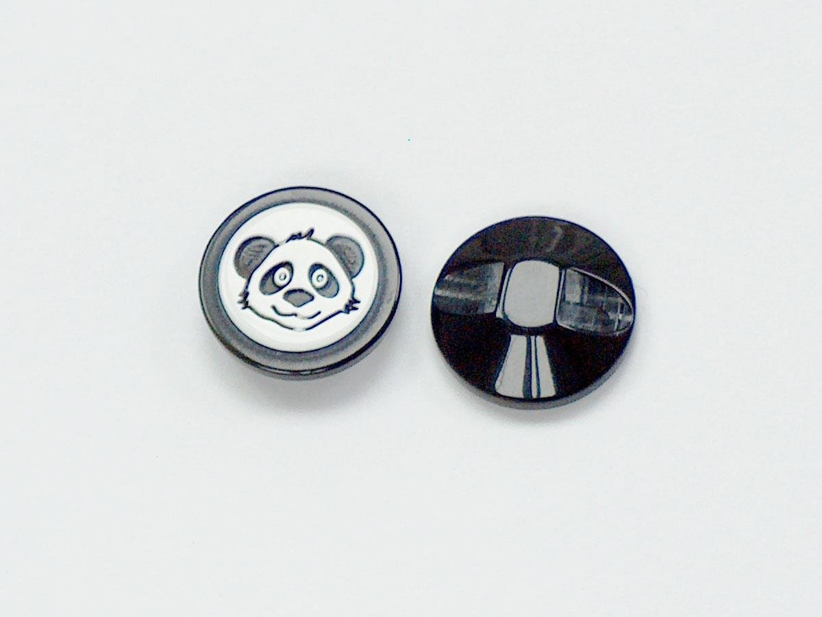 5 Raccoon Face Figure Buttons Black, White 15mm long