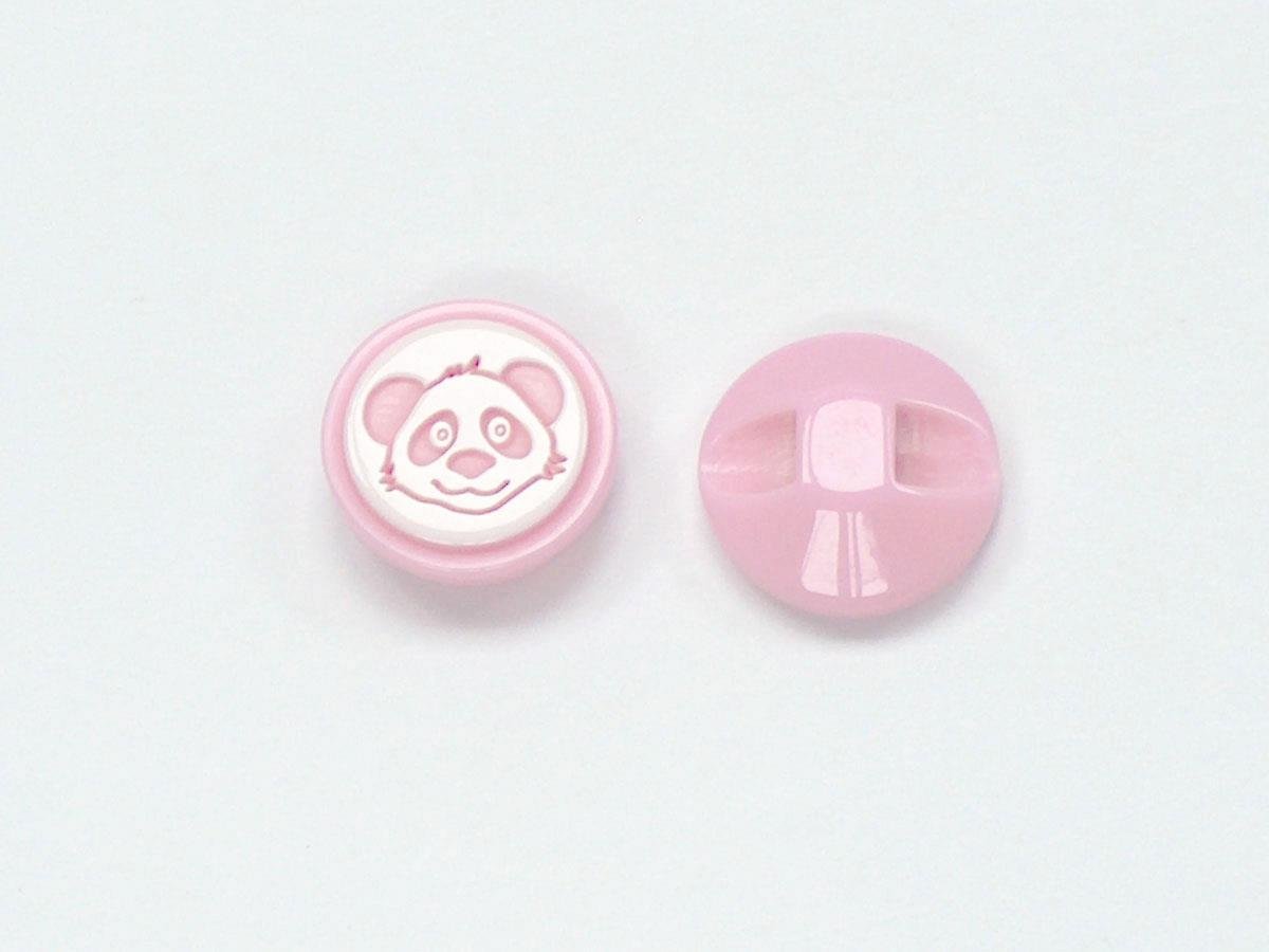 5 Raccoon Face Figure Buttons Pink, White 15mm long