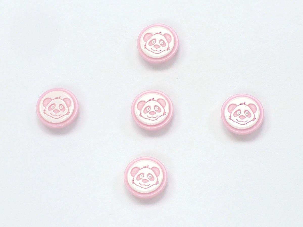5 Raccoon Face Figure Buttons Pink, White 15mm long