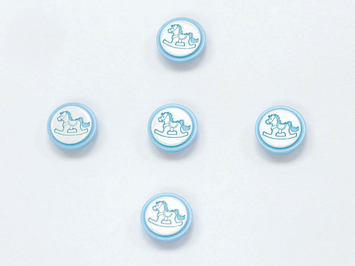 5 Rocker Figure Buttons Blue, White 15mm long