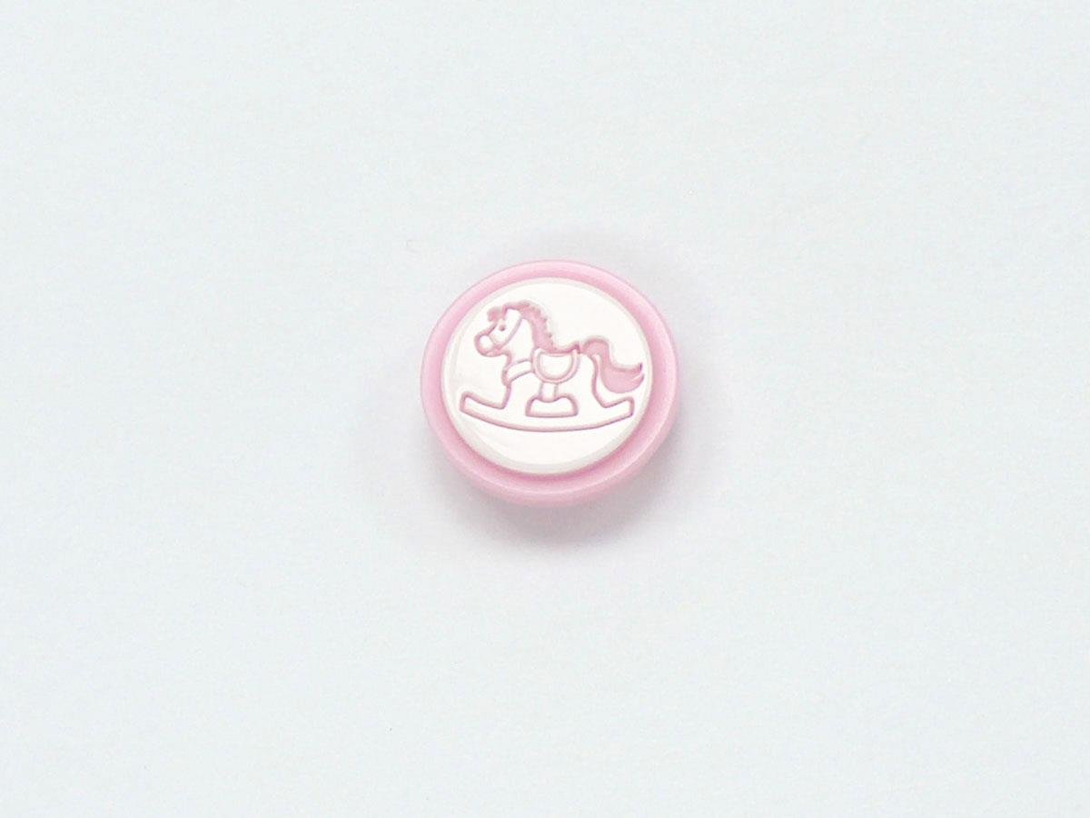 5 Rocker Figure Buttons Pink, White 15mm long