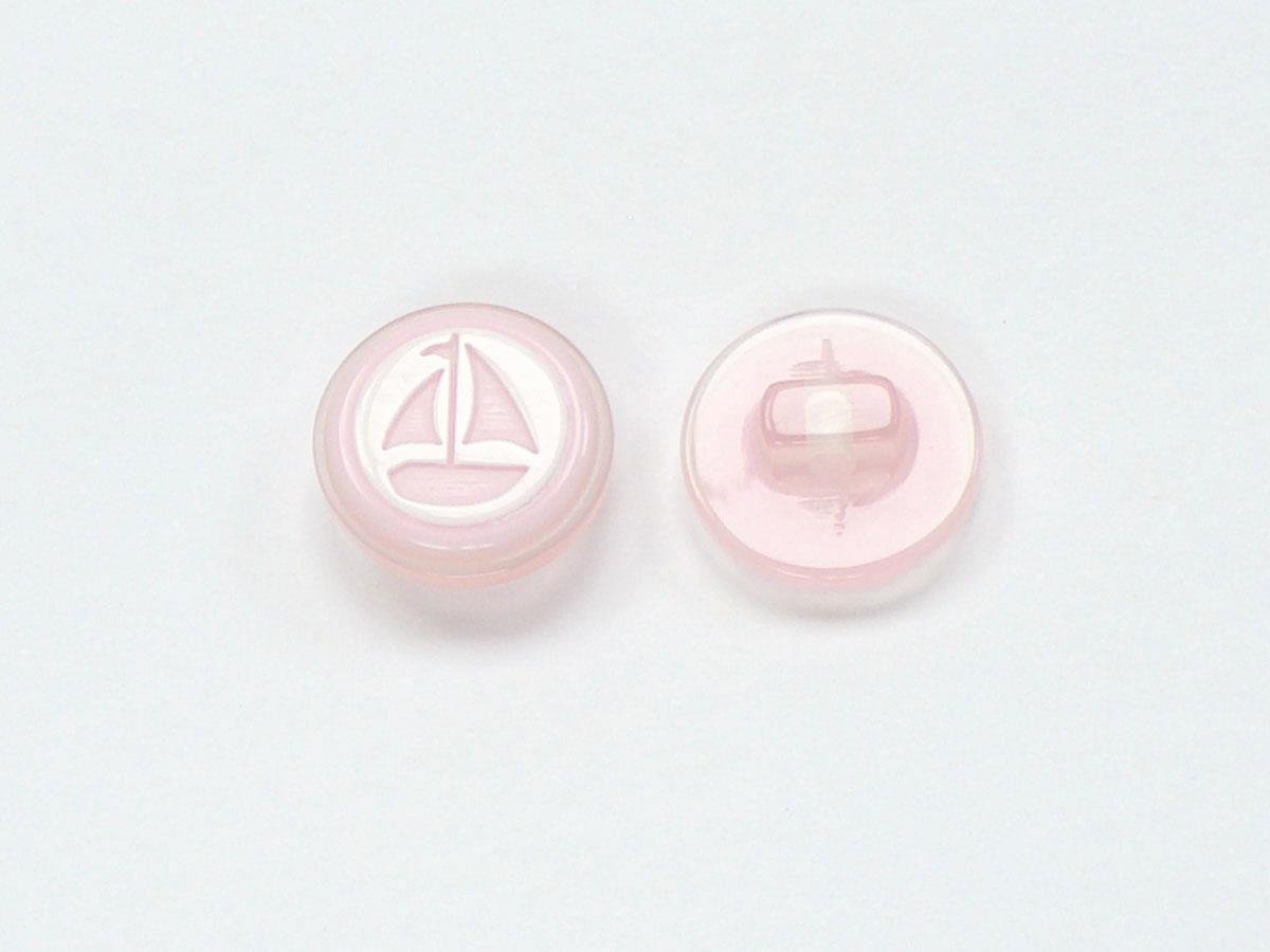 5 Sailboat Figure Buttons Pink, White 15mm long