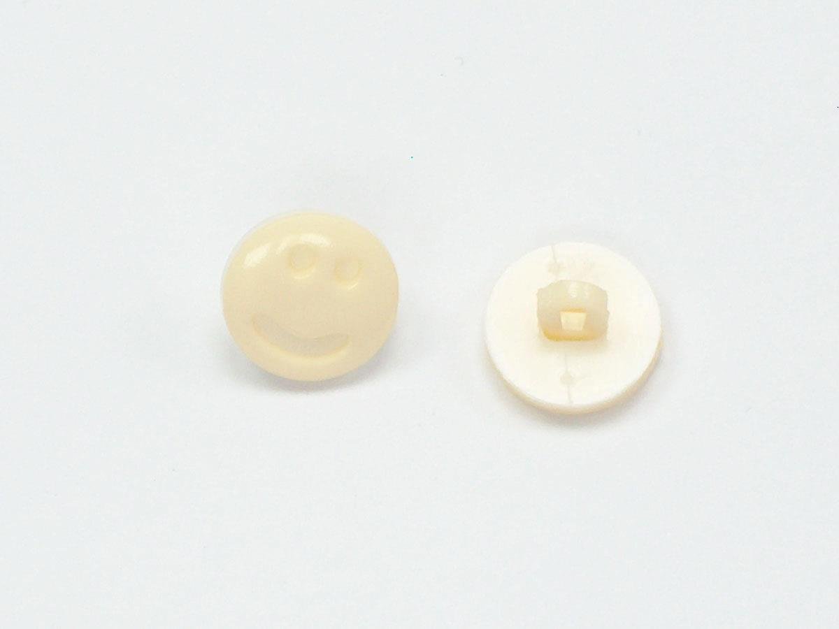 5 Smiley Face Figure Buttons Cream, White 15mm long