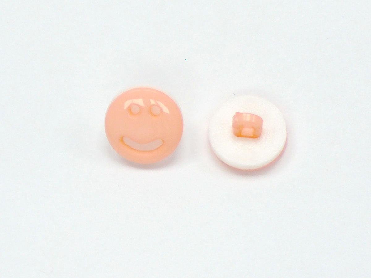 5 Smiley Face Figure Buttons Light Salmon, White 15mm long