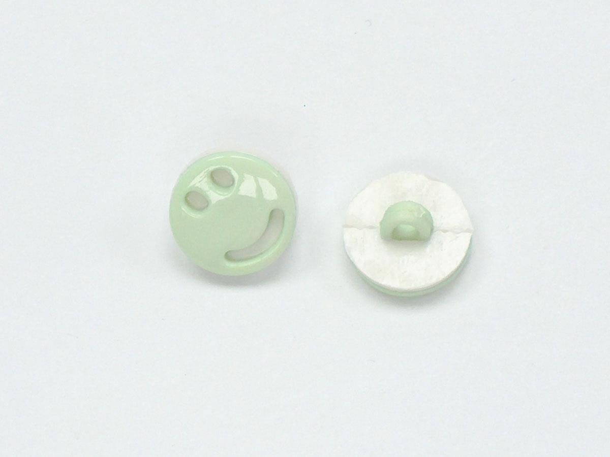 5 Smiley Face Figure Buttons Mint Green, White 15mm long