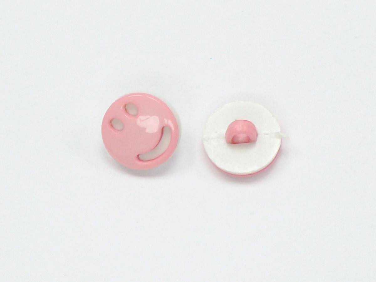 5 Smiley Face Figure Buttons Pink, White 15mm long