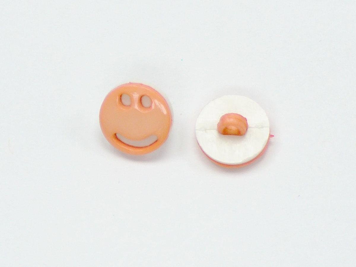 5 Smiley Face Figure Buttons Salmon, White 15mm long
