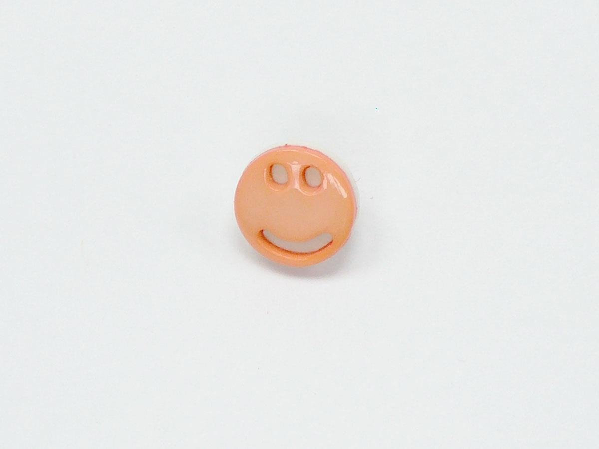5 Smiley Face Figure Buttons Salmon, White 15mm long