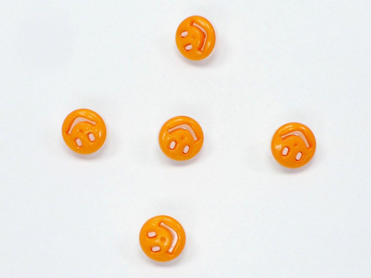 5 Smiling Face Figure Buttons Multicolor Orange, White 15mm long