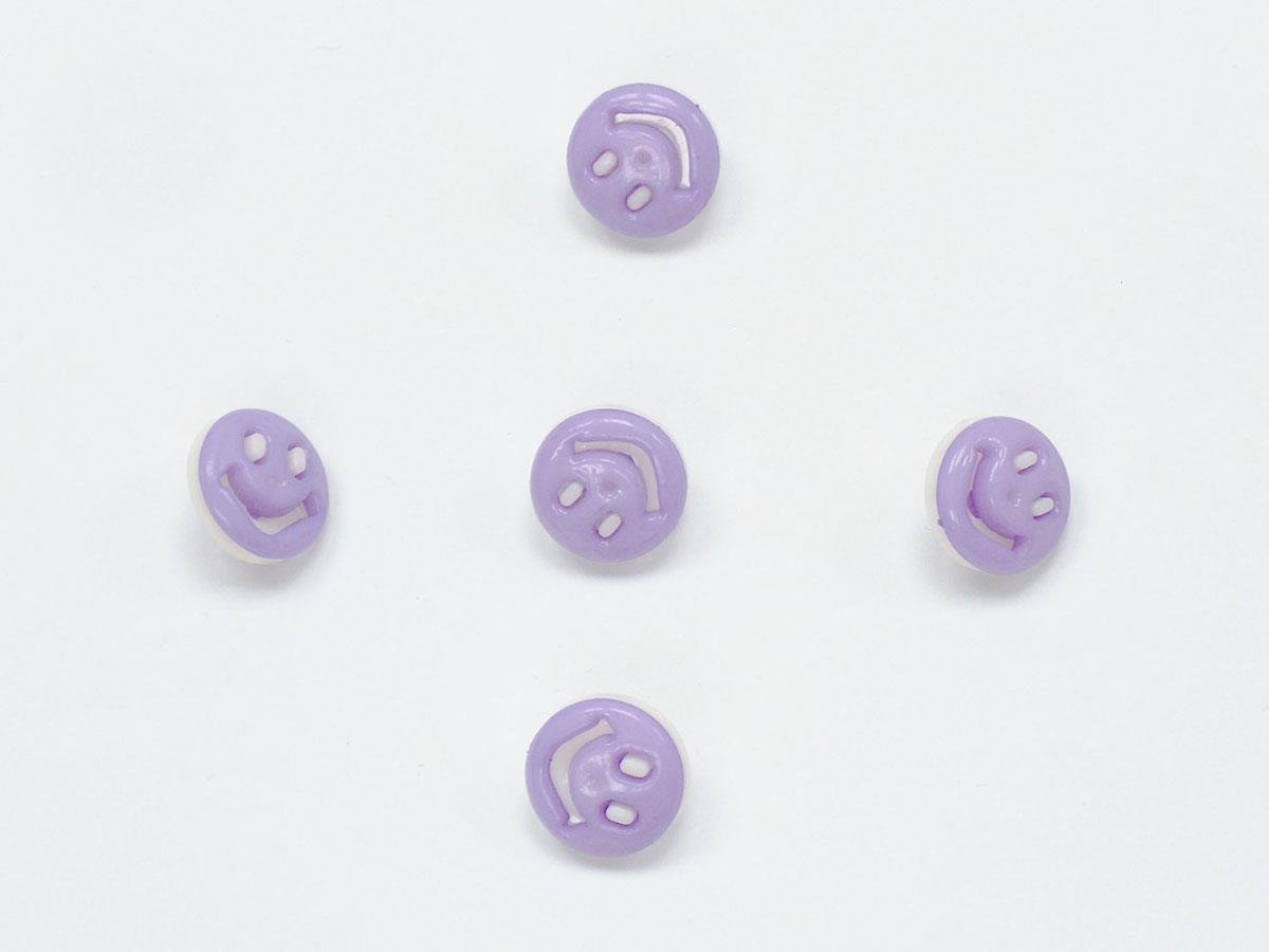 5 Smiling Face Figure Buttons Multicolor Light Lilac, White 15mm long