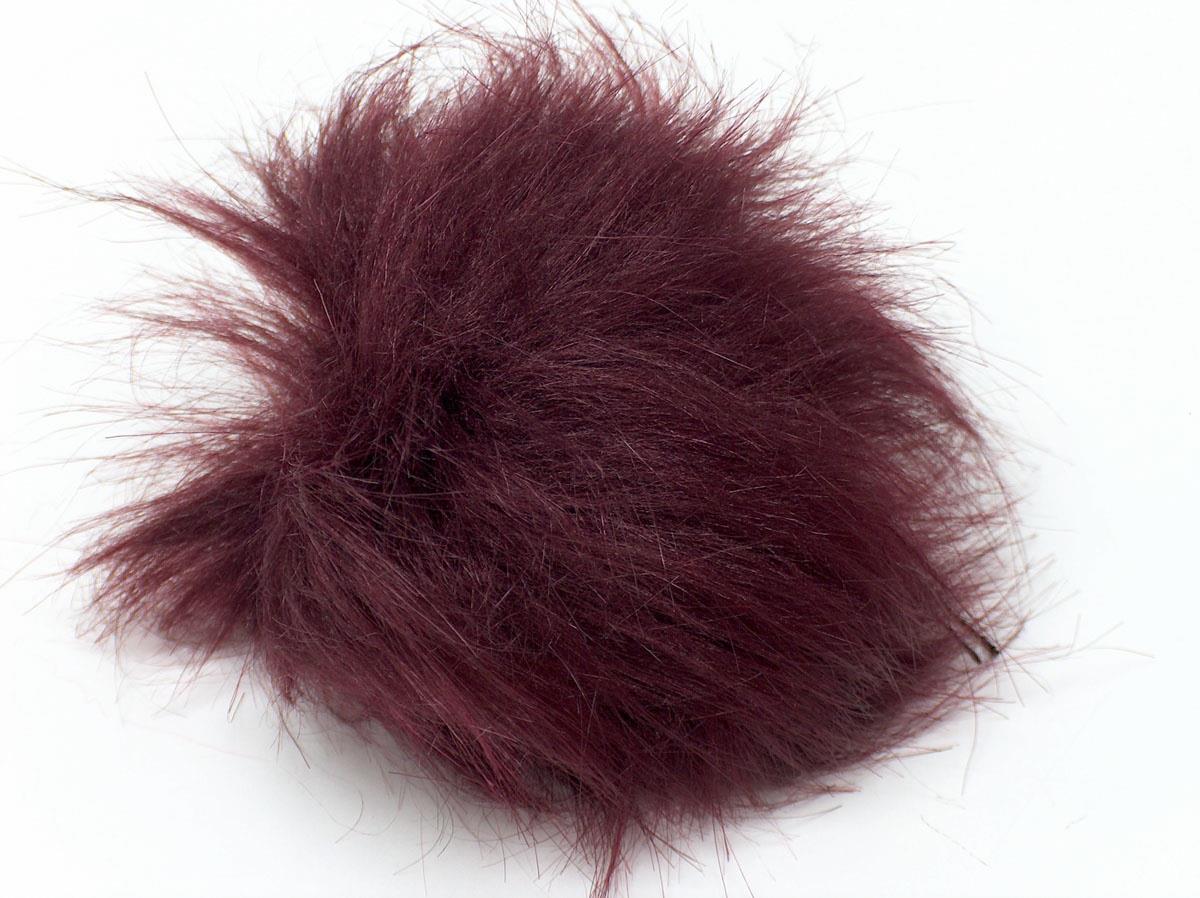 8 Faux Fur PomPoms Dark Maroon