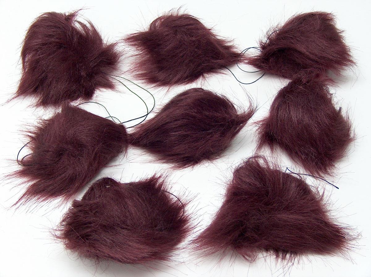 8 Faux Fur PomPoms Dark Maroon