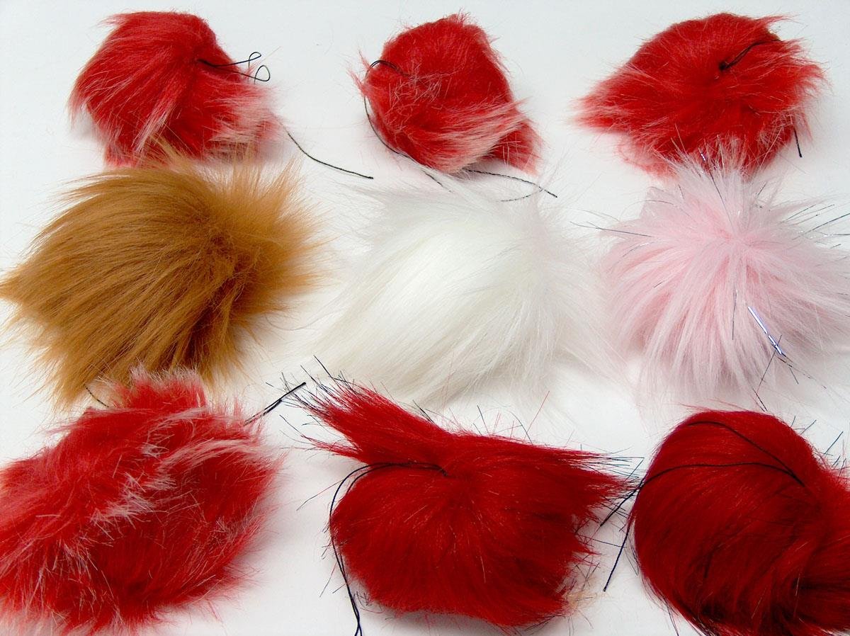 8 Faux Fur PomPoms Mixed Lot