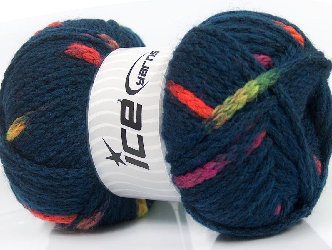 AirWool Bulky Spots Navy, Neon Colors