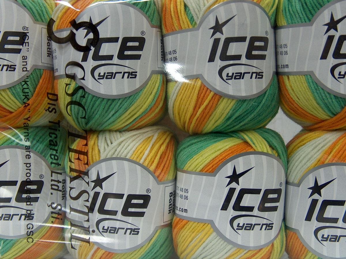 Alara Batik White, Orange, Yellow, Green Shades