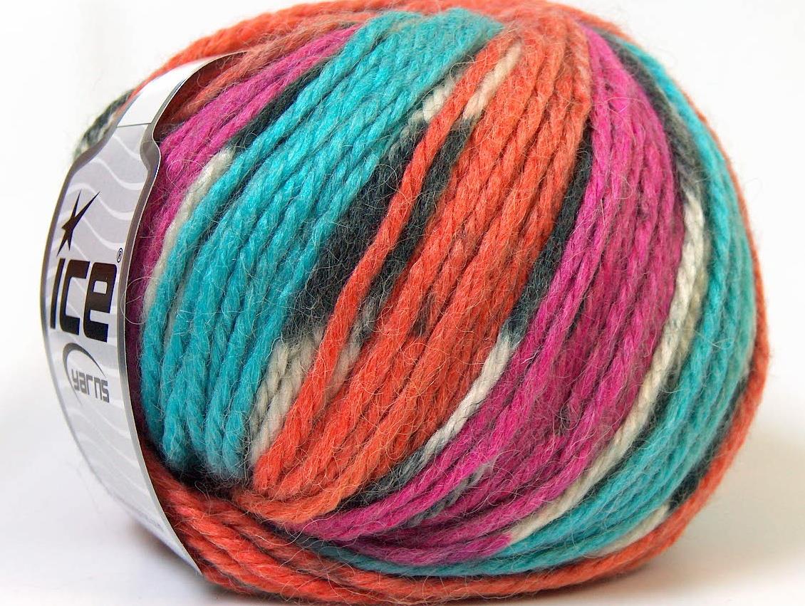 Alpaca Bulky Magic Orange, Turquoise, Fuchsia