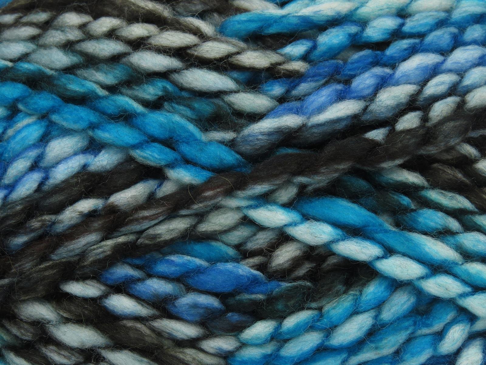 Alpine Wool Color Black, Turquoise Shades