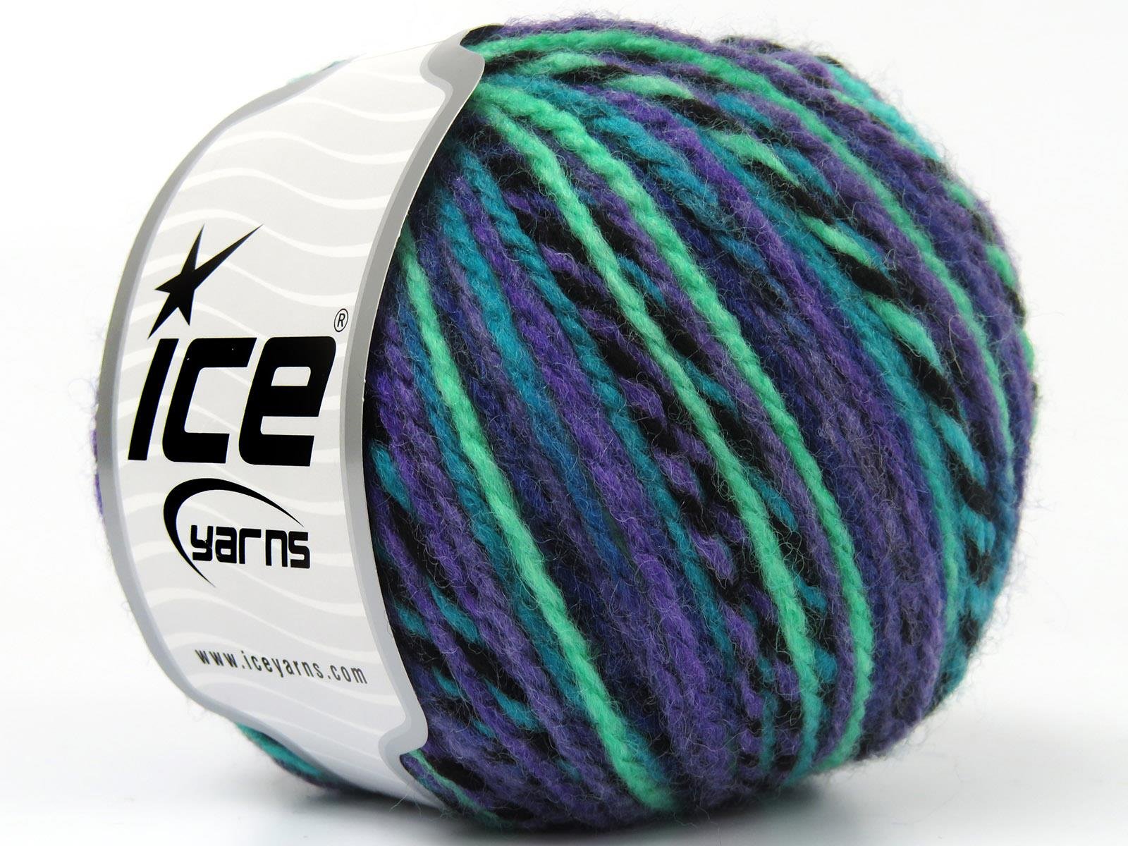 Anatolia Wool Black, Green Shades, Purple Shades