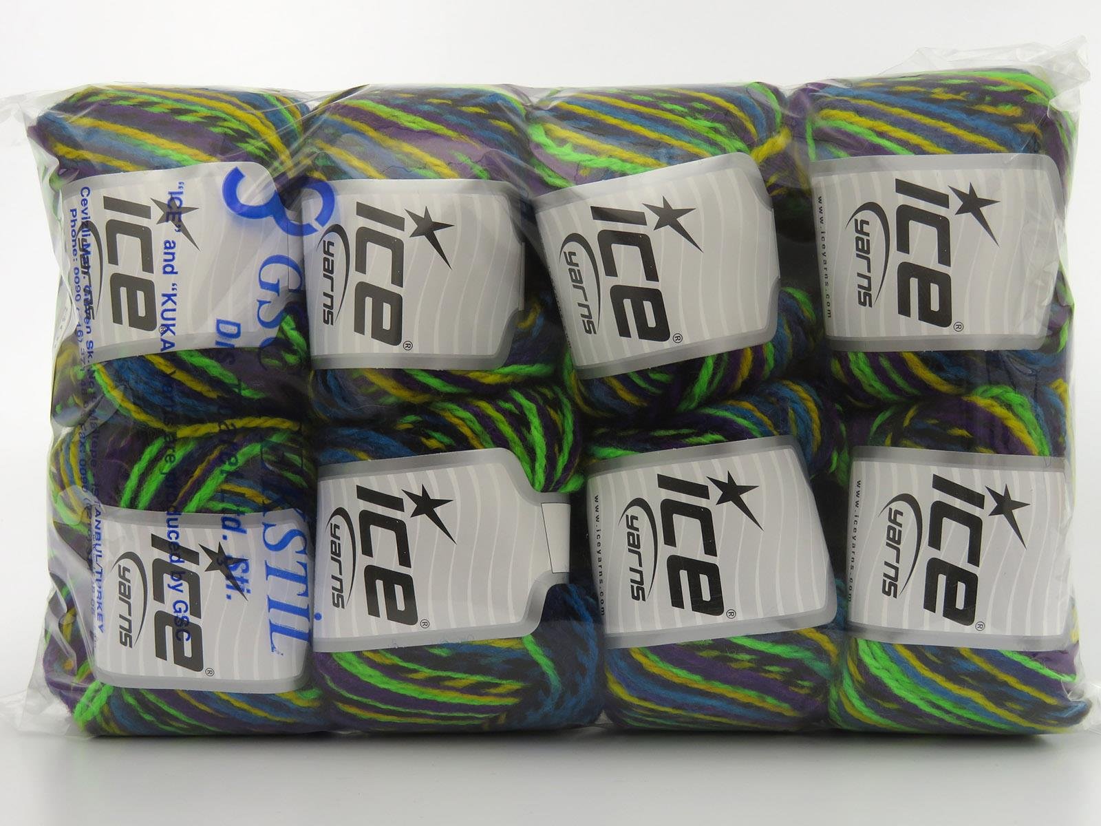 Anatolia Wool Green, Black, Purple, Turquoise, Yellow