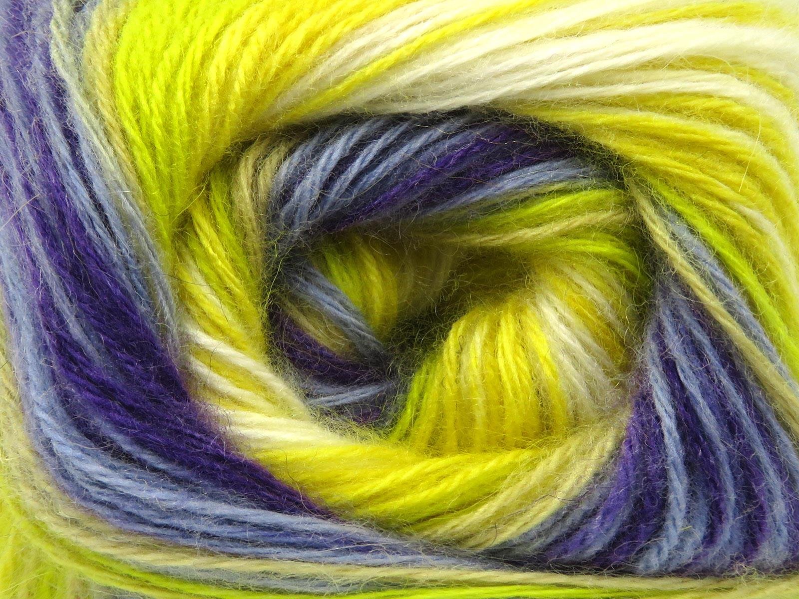 Angora Active Green, Purple, Cream, Yellow, Bluish Lilac