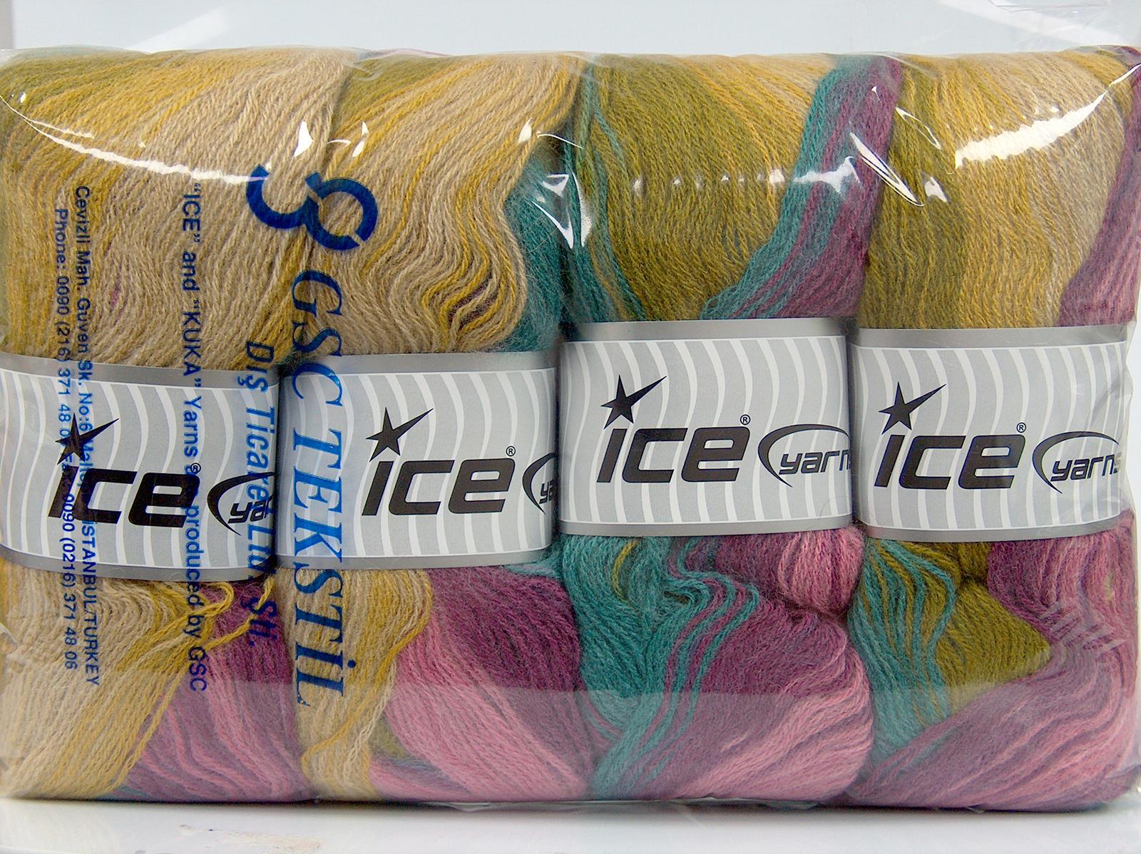 Angora Batik Green, Pink, Purple, Camel, Khaki