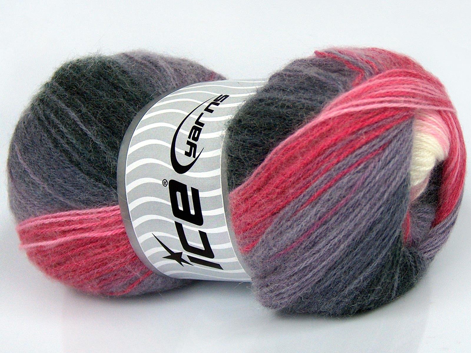 Angora Batik Pink, Black, Ecru, Purple Shades