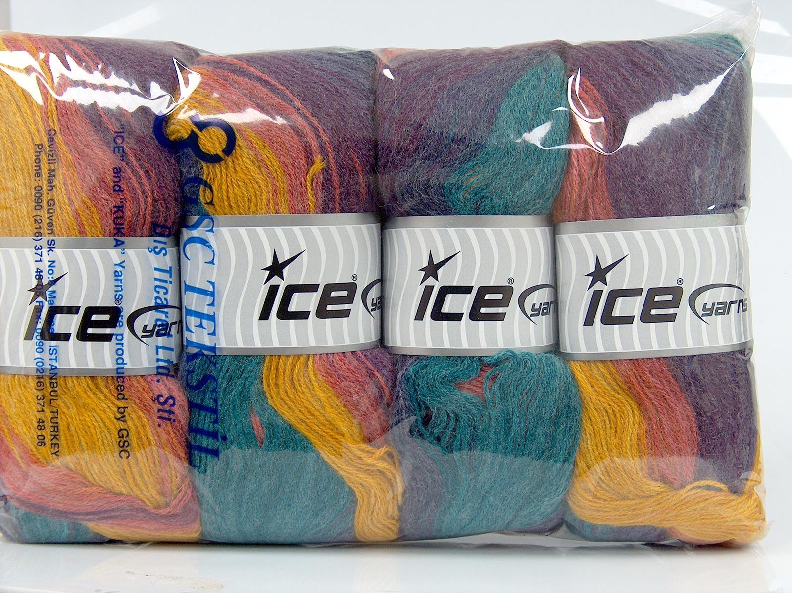 Angora Batik Purple, Turquoise, Gold, Salmon