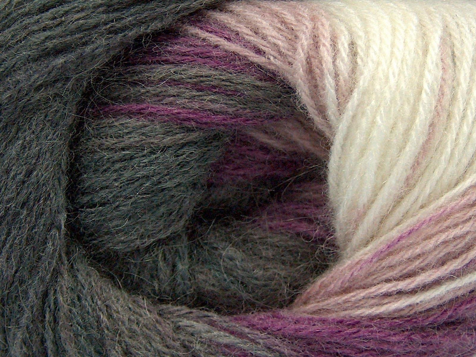 Angora Batik White, Grey Shades, Purple Shades