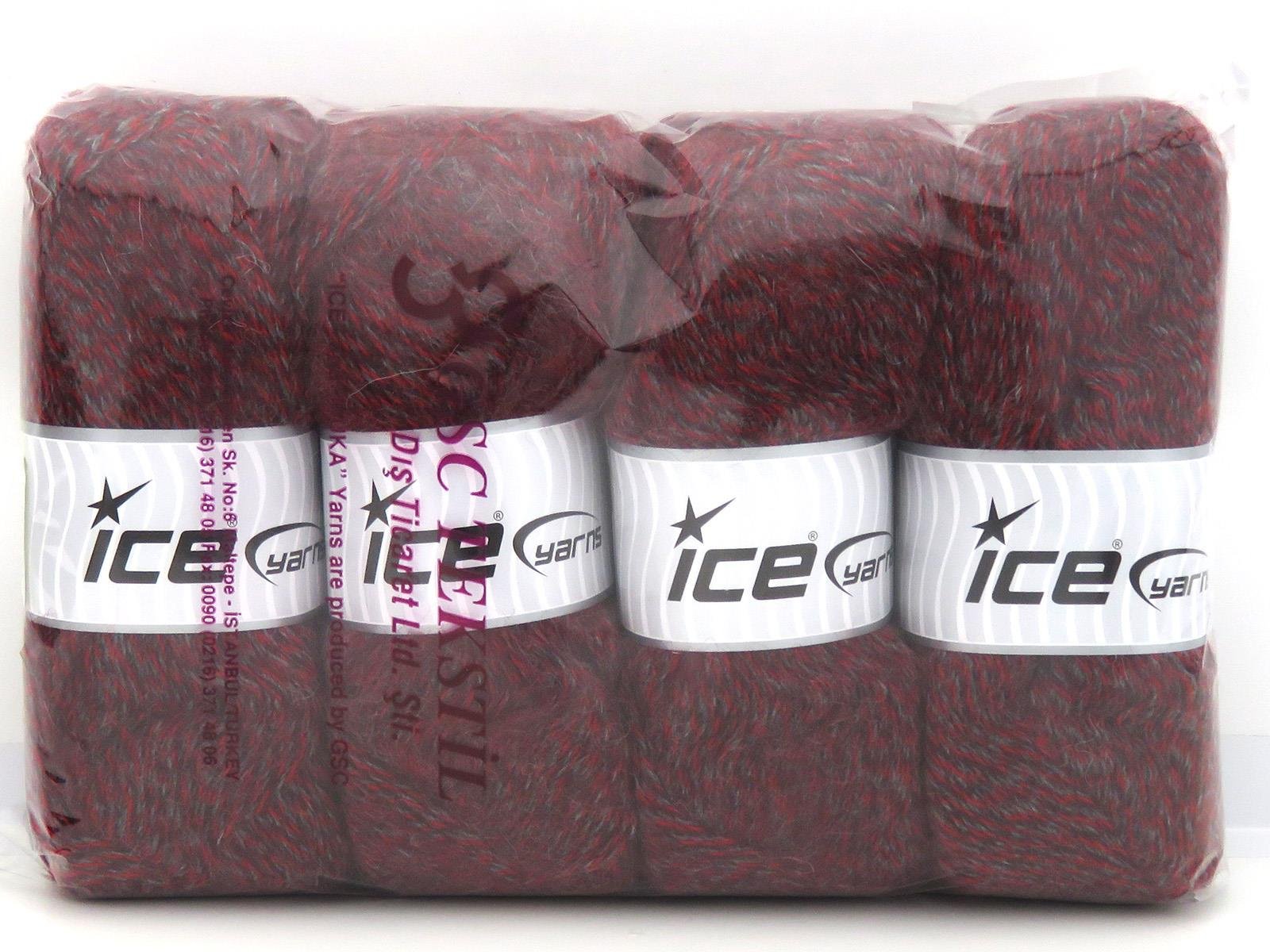 Angora Red, Grey, Maroon