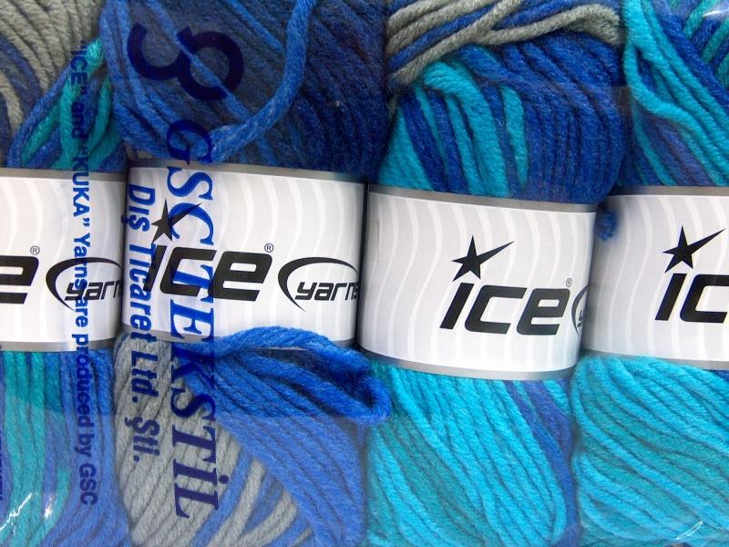 Batik Chunky Turquoise, Grey, Blue Shades