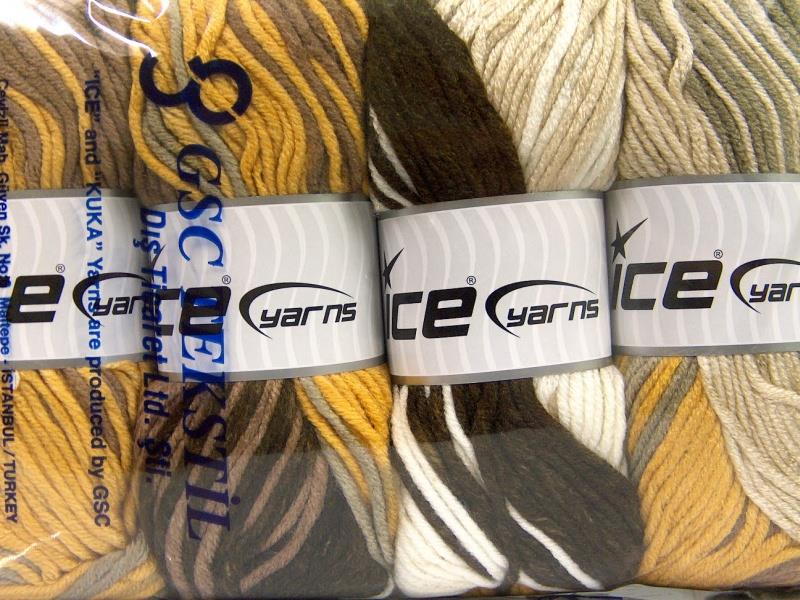 Batik Chunky White, Yellow, Brown Shades