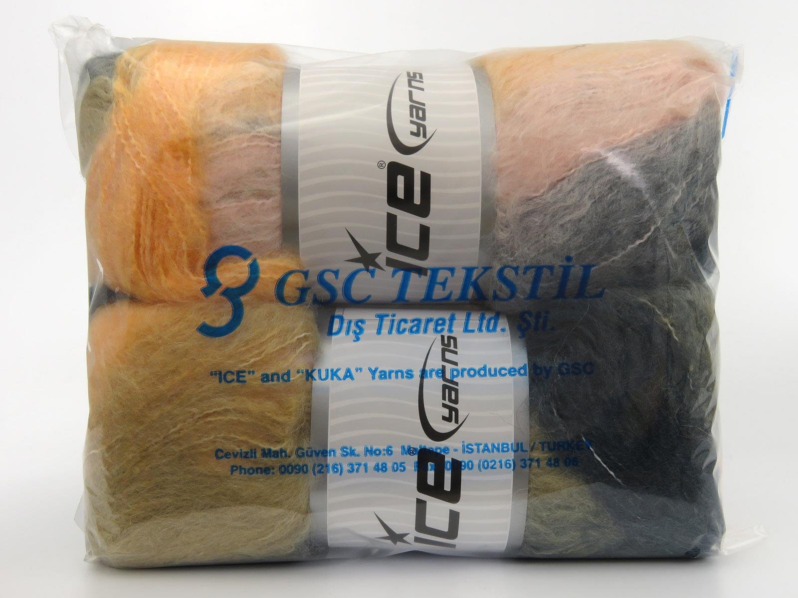 Bella Mohair Cream, Grey, Salmon, Light Pink, Teal