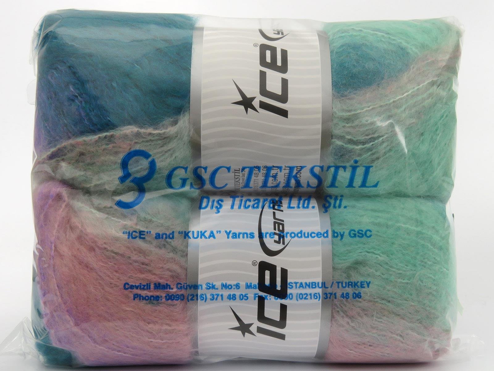 Bella Mohair Pink, Lilac, Green Shades