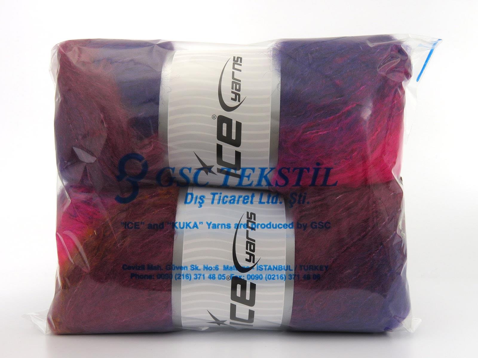 Bella Mohair Purple, Gold, Maroon, Fuchsia