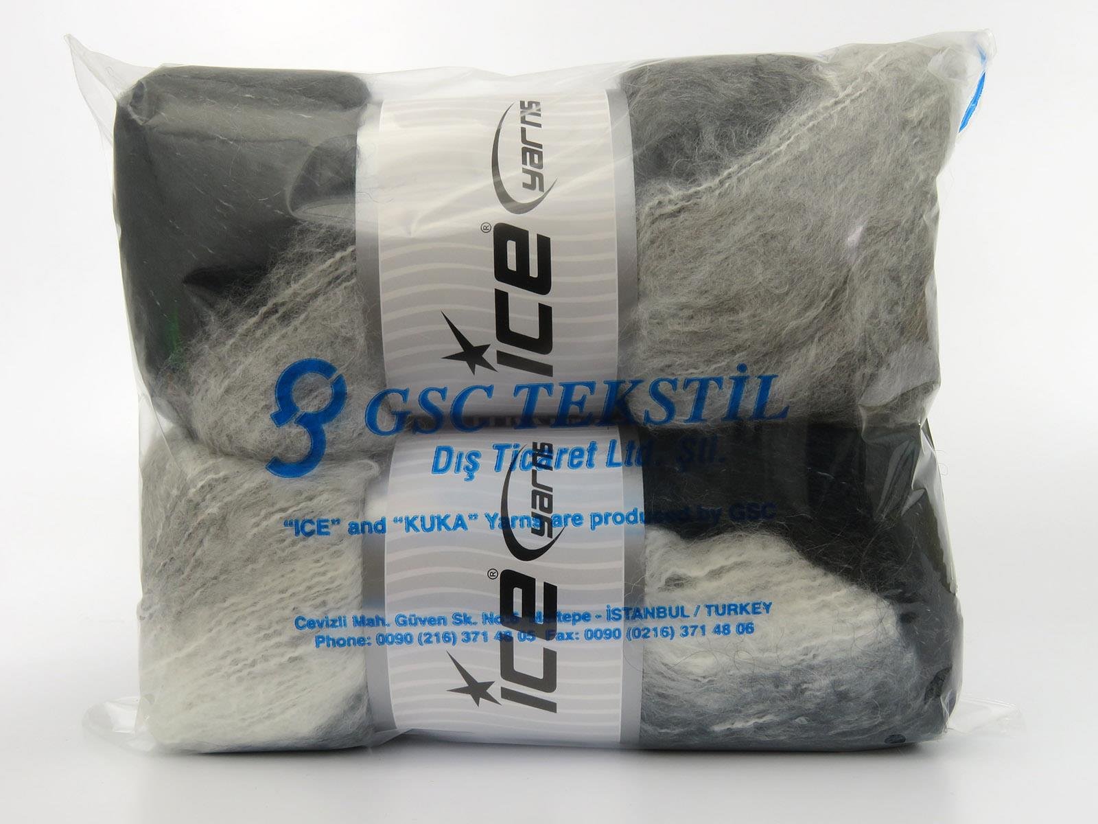 Bella Mohair White, Grey Shades, Dark Teal
