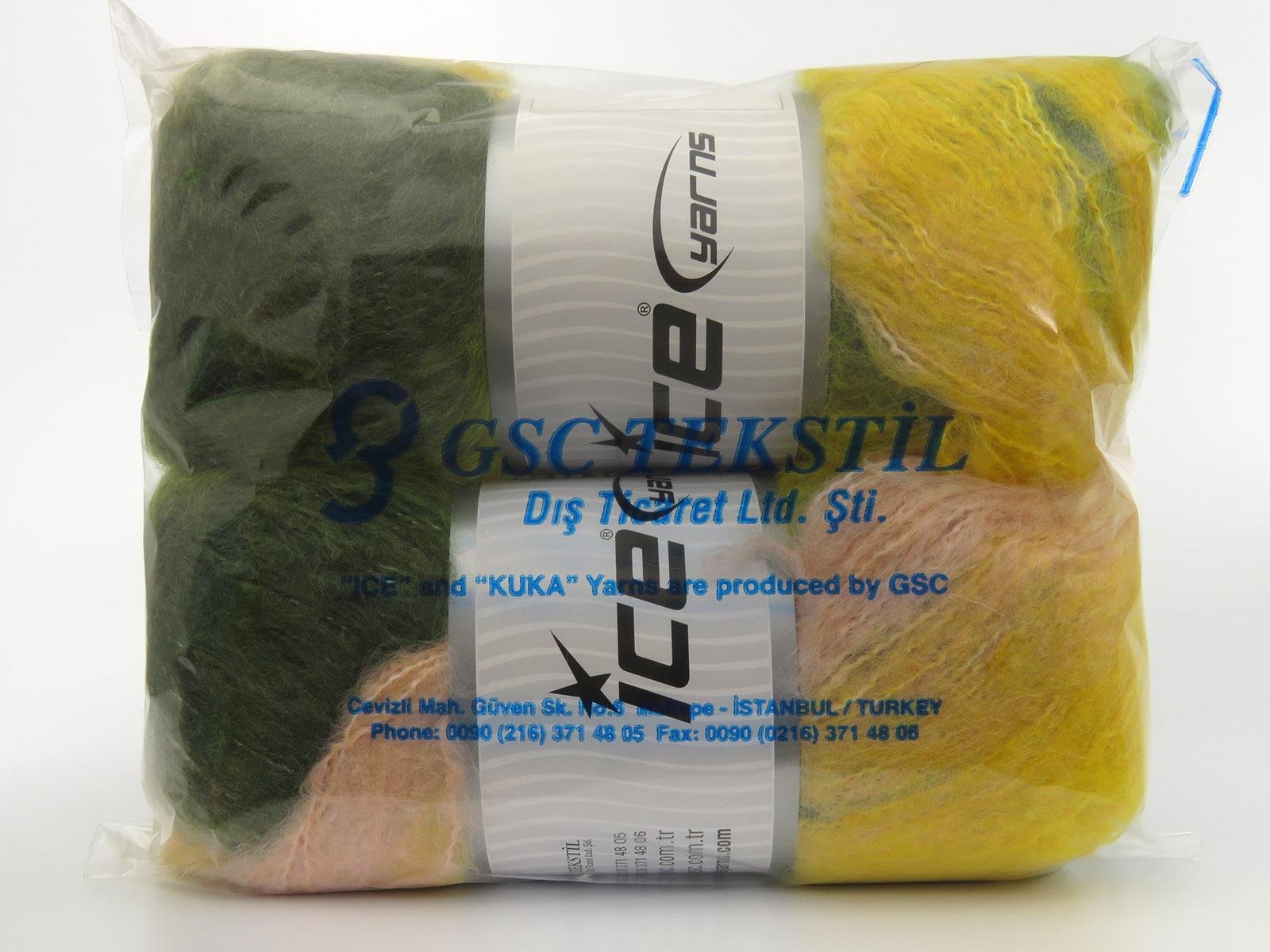 Bella Mohair Yellow, Khaki, Light Pink, Beige
