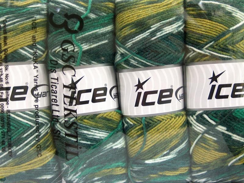 Bonito Ethnic White, Yellow, Green Shades