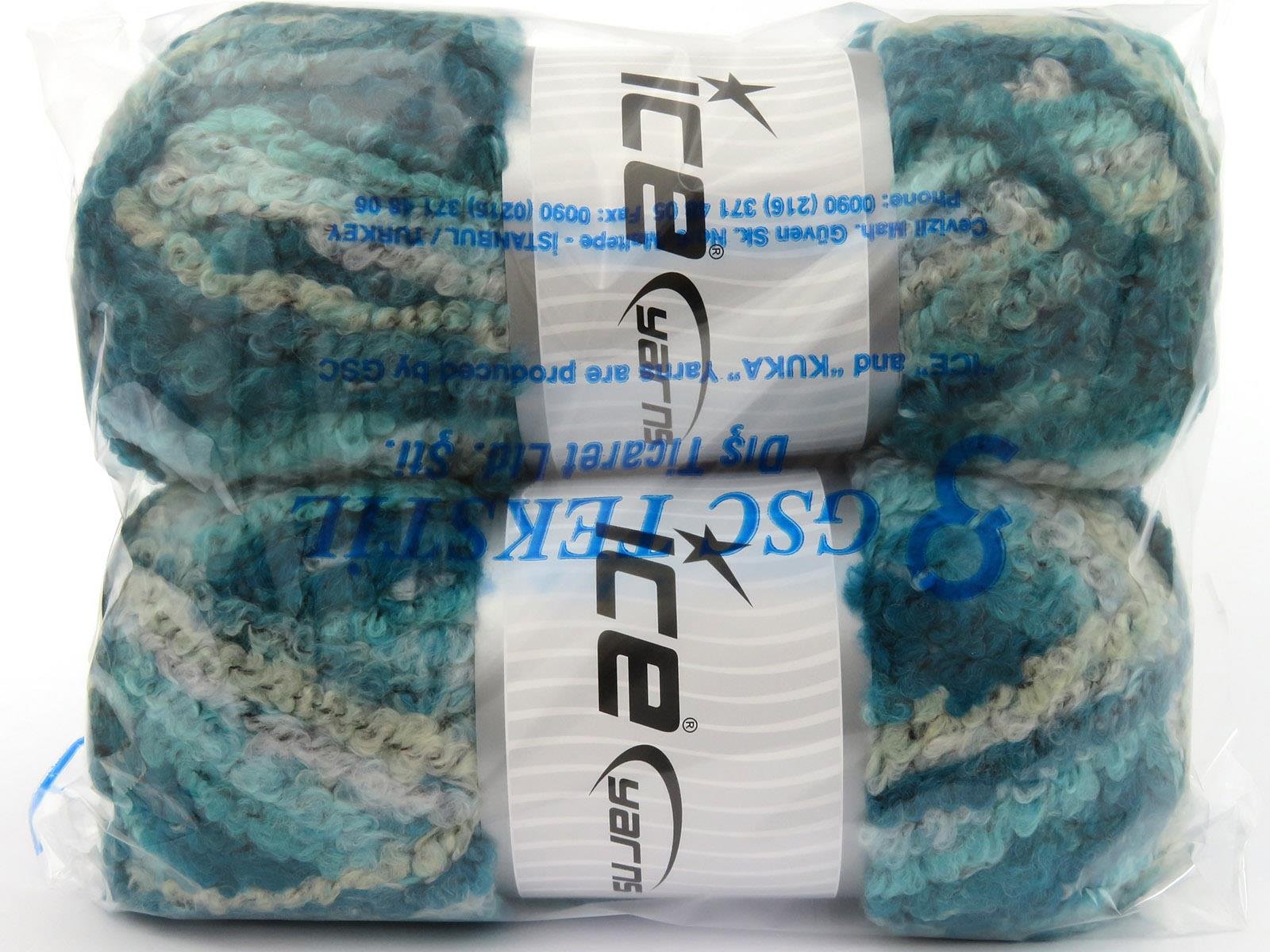 Boucle Wool Magic Cream Shades, Turquoise Shades
