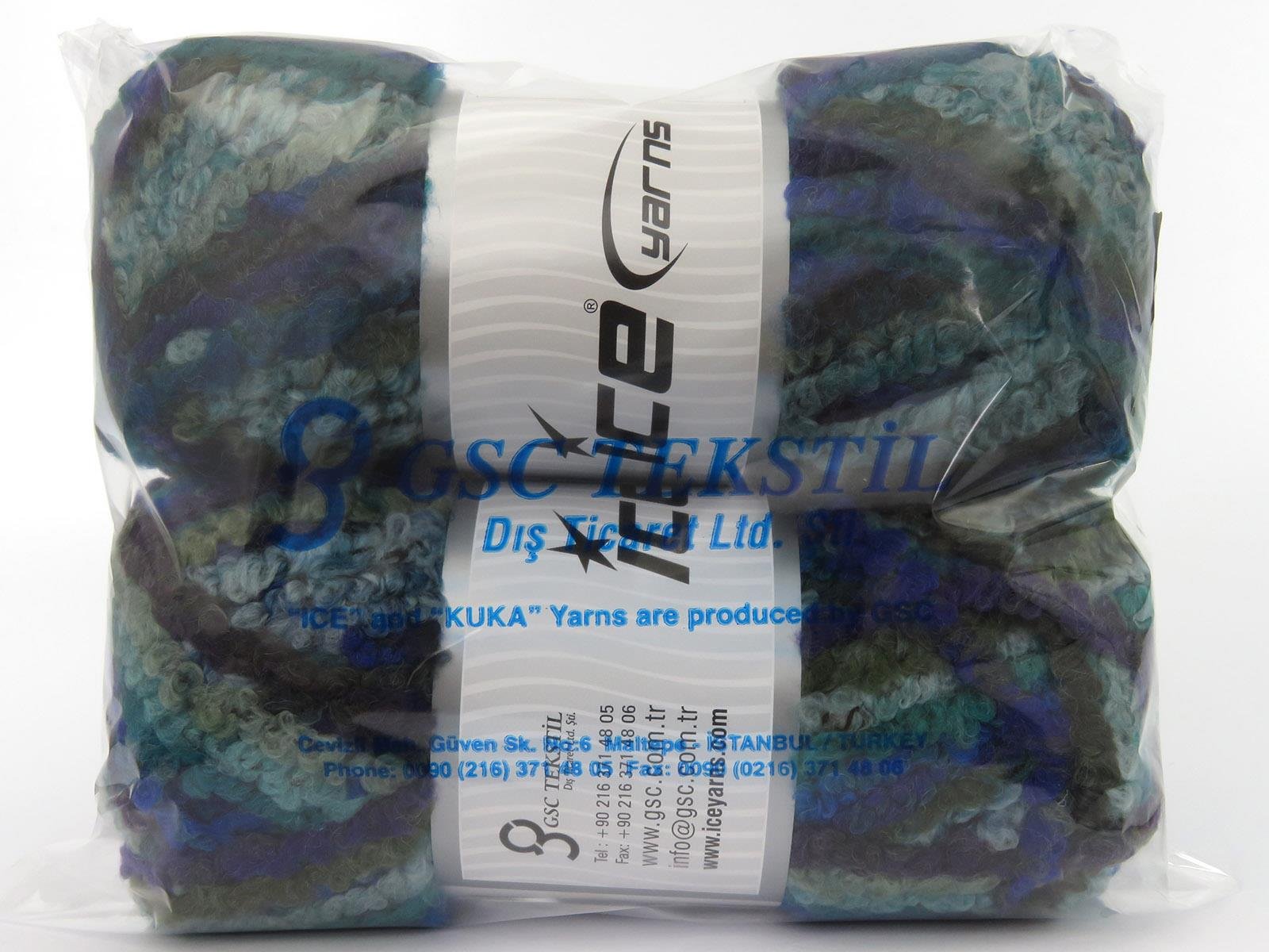 Boucle Wool Magic Green, Blue, Purple, Dark Grey