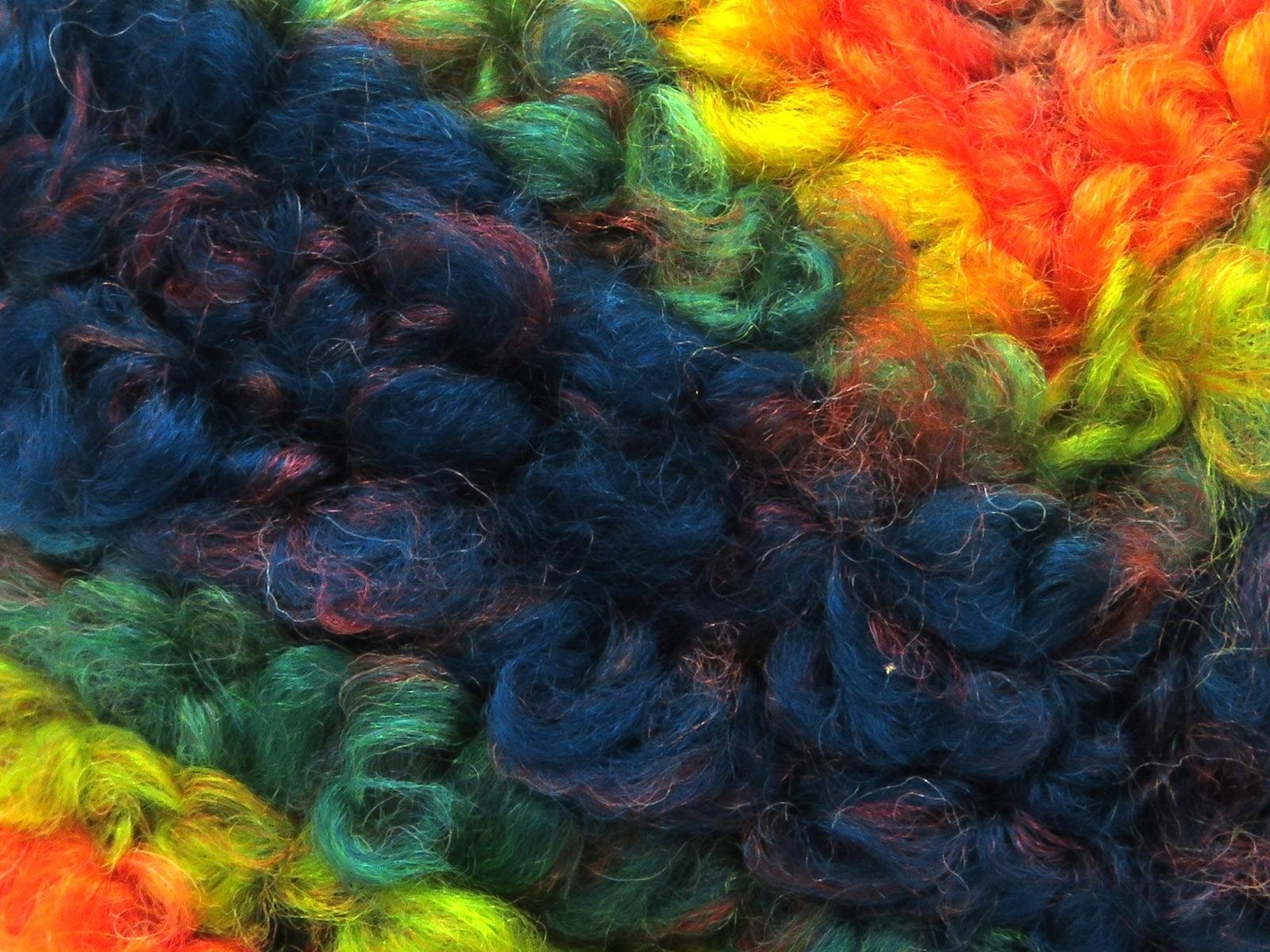 Boucle Wool Magic Green, Orange, Yellow, Turquoise Shades