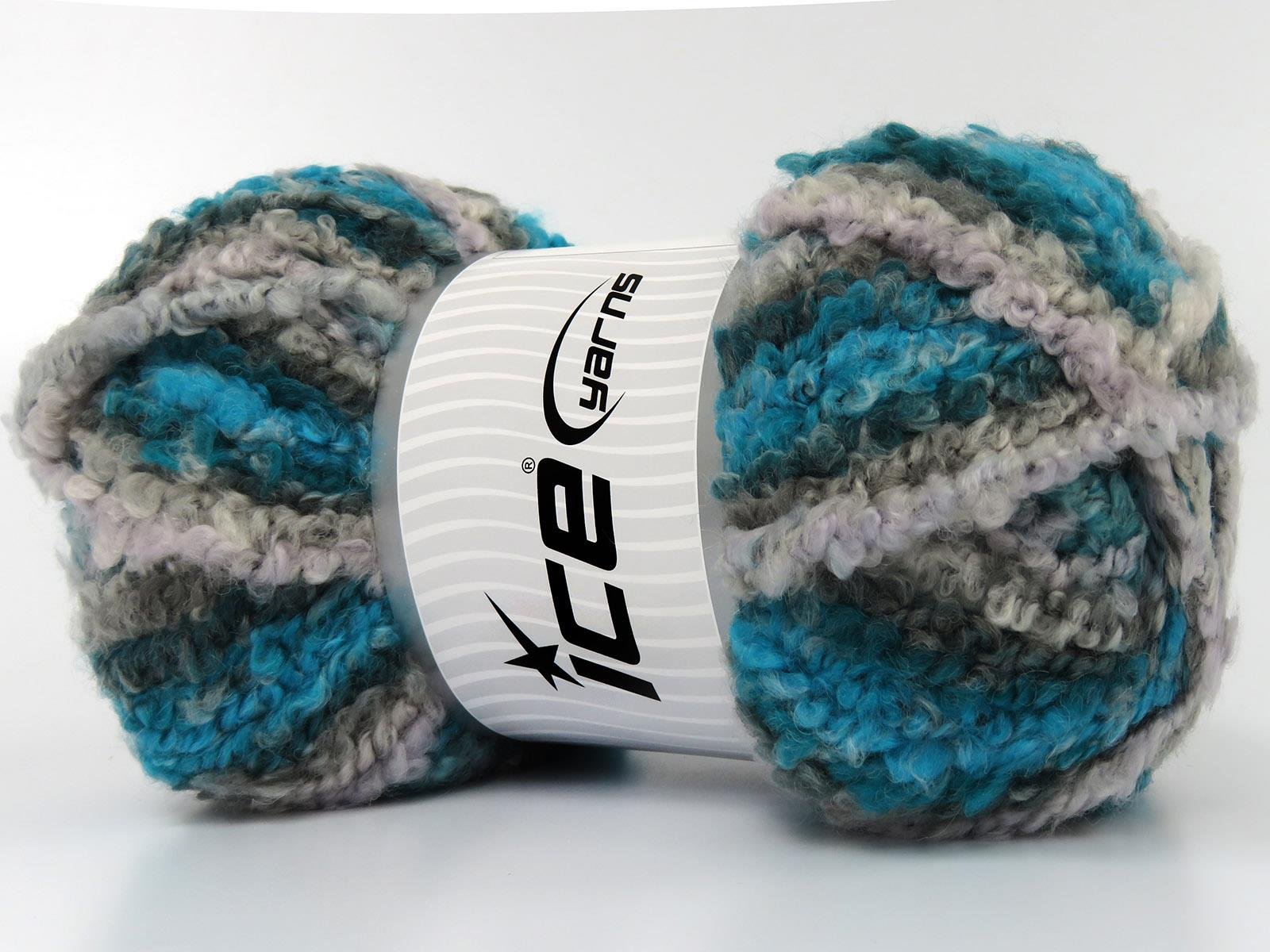 Boucle Wool Magic Grey Shades, Turquoise Shades